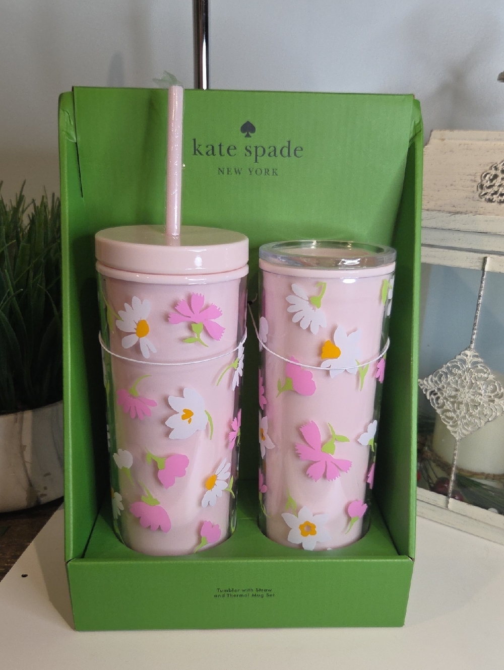 kate spade Pink Floral Tumbler Set